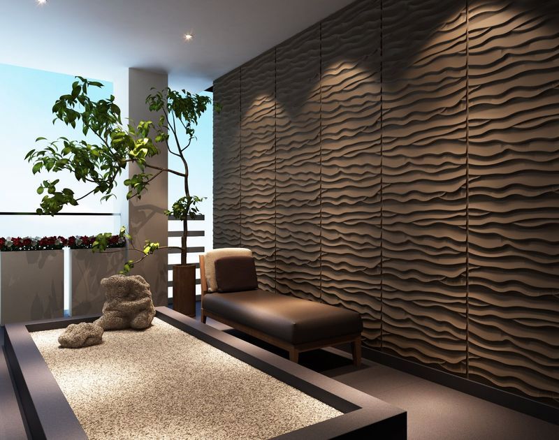 three-dimensional wall panels in the interior