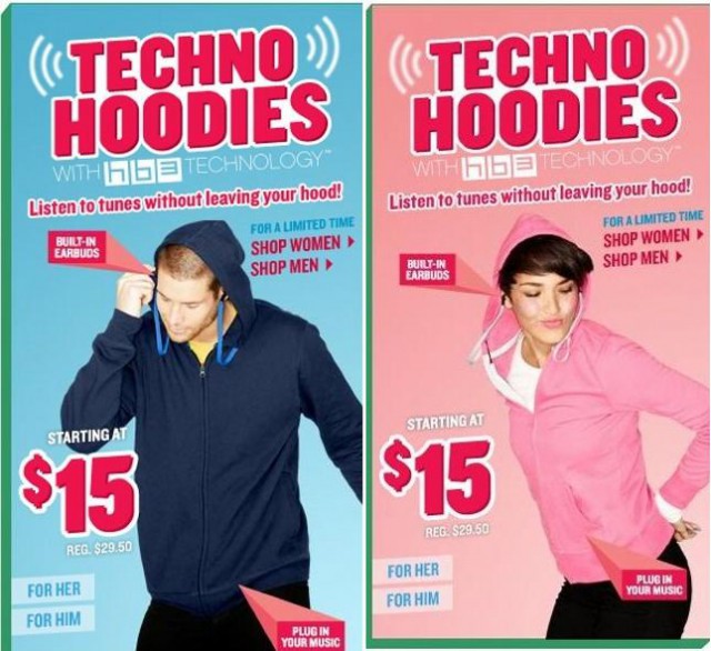 Techno Hoodie fleece hoodies с вградени слушалки
