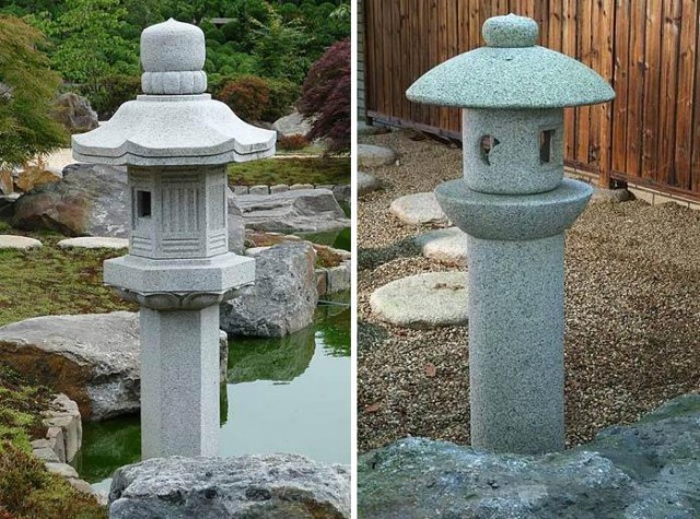 Stone Japanese lanterns ikekomi-gata
