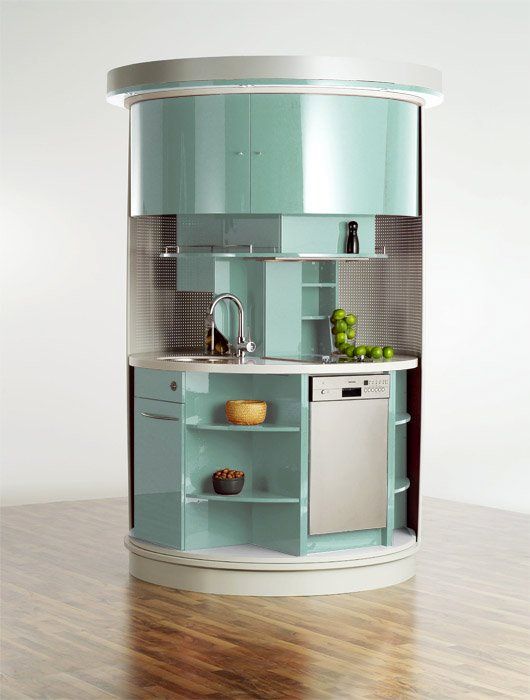 round compact kitchen for small apartments