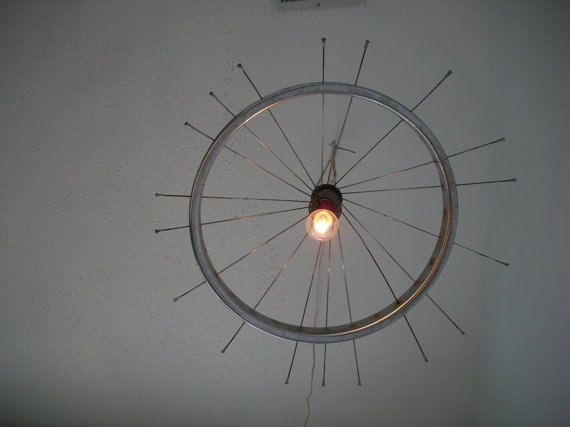 Original lamps with their own hands made of wheels and spokes