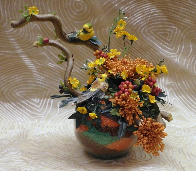 Екібана з осінніх квітів своїми руками
