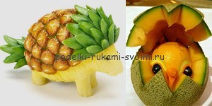 Autumn crafts from vegetables and fruits. Children's crafts in kindergarten