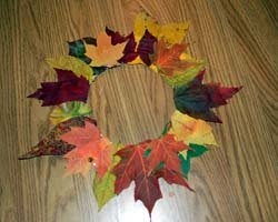 Autumn decoration. Wreath from autumn leaves by own hands