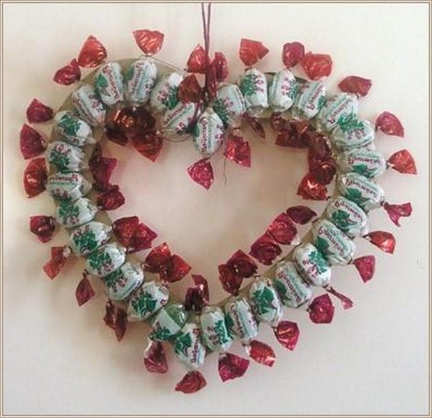DIY heart made of sweets