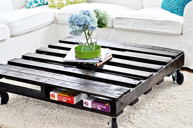 black coffee table from pallets with your own hands