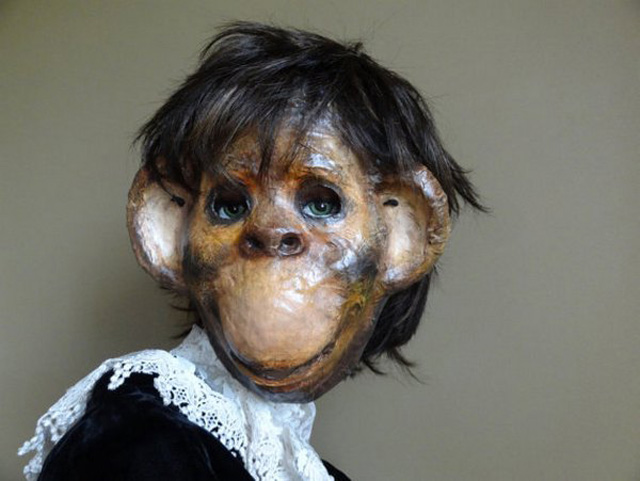 Mask of monkey from papier-mache-5