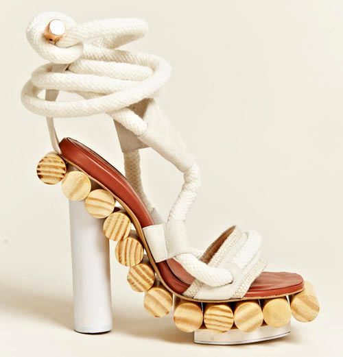 White sandals on a wedge from Pedro Lourenco