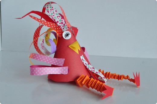 Funny paper rooster - craft for children