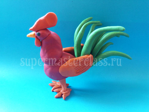 Rooster from plasticine step by step