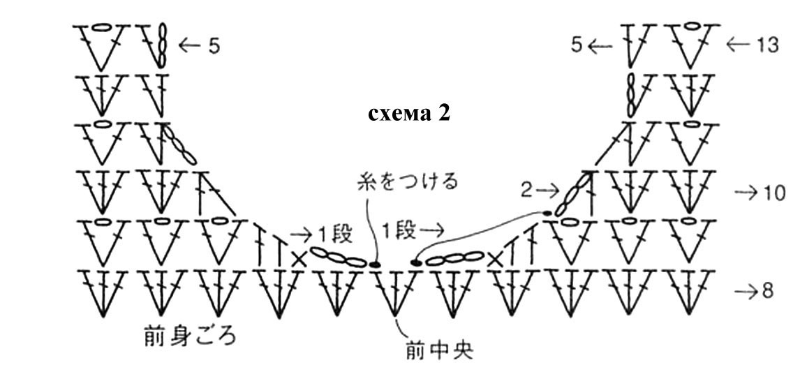 Схема узор галочки крючком схема