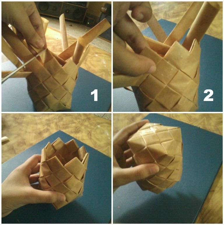 Non-standard basket with own hands.