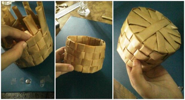 Weaving baskets for beginners step by step. Baskets own hands the master class (7)