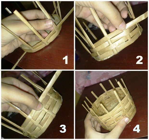Weaving baskets for beginners step by step. Baskets own hands the master class (10)