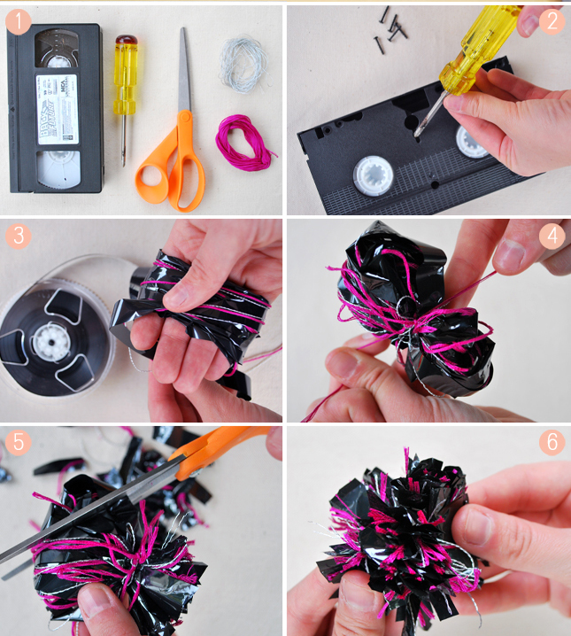 From unnecessary audio and video cassettes, you can create cute bows used for gift wrapping. How to do it - look on the site. 