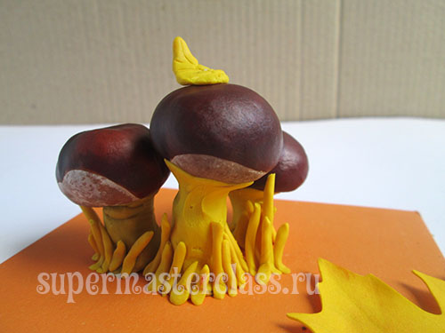 Hand-made chestnut mushrooms