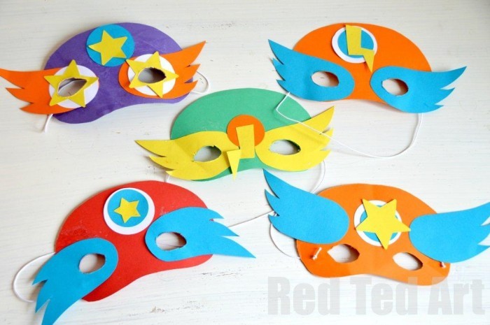 Crafts for children mask heroes from paper with their own hands.