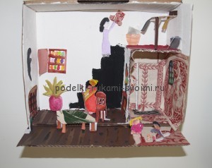 Artesanías de cajas con sus propias manos. Diorama para niños 