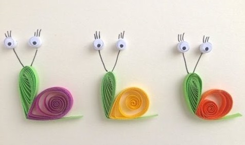 Crafts from quilling for children. Ideas, postcards, flowers.