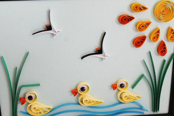 Crafts from quilling for children. Ideas, postcards, flowers.