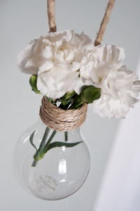 Vases for flowers made of light bulbs