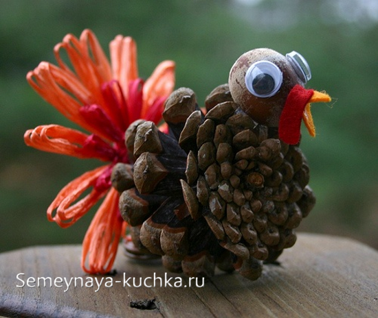 Crafts from cones by own hands - Birds