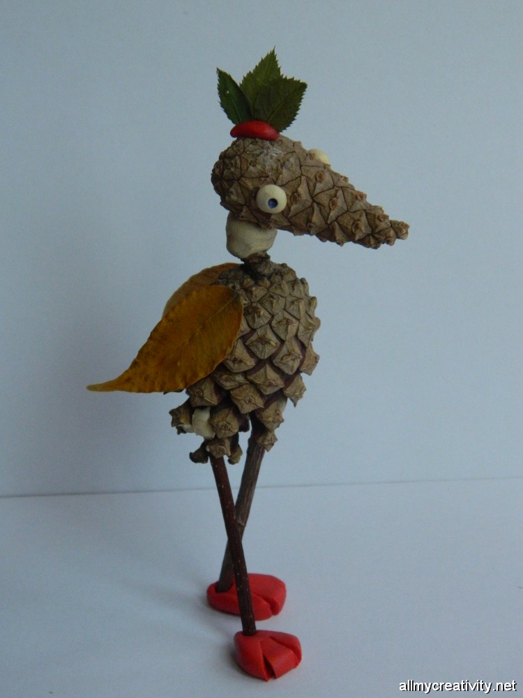 Crafts from cones by own hands - Birds