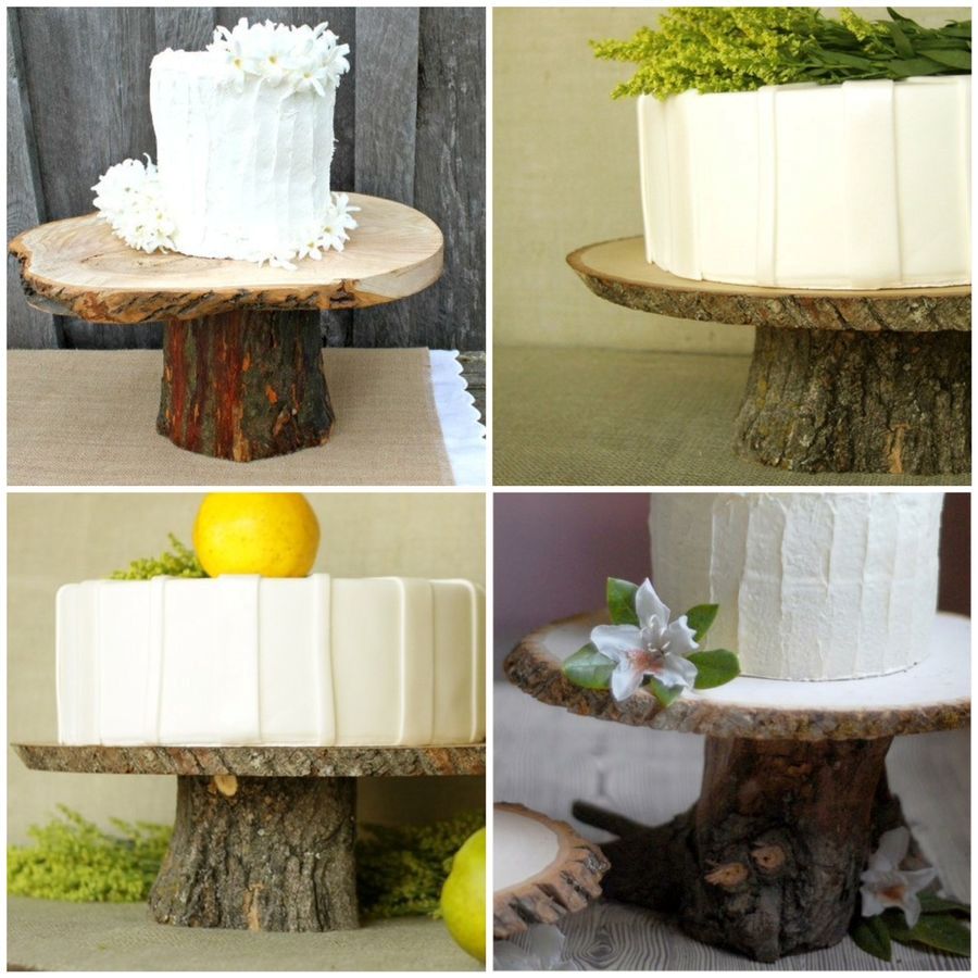 cake stand with your own hands from a log cut