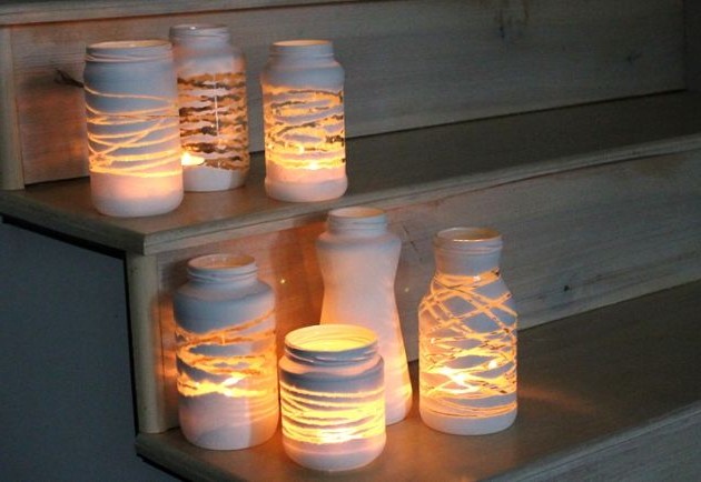 DIY świeczniki szklane słoiki