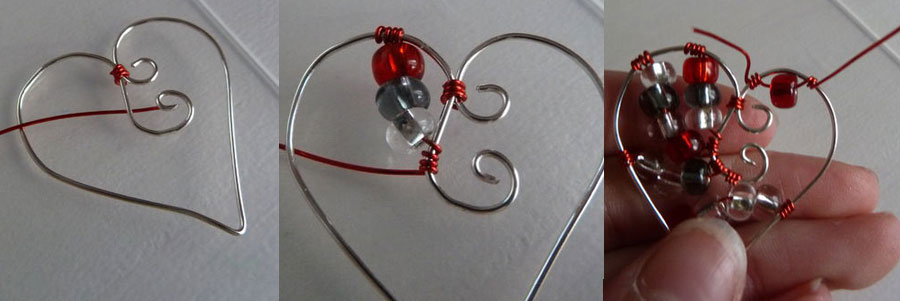 Pendants made of heart-shaped wire with their own hands