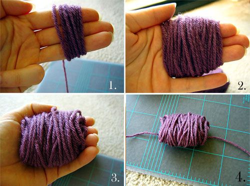 pompoms from threads with their own hands
