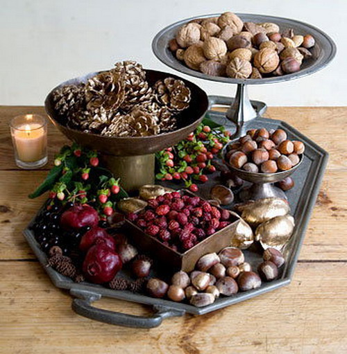 For table decoration - fruits, seeds, nuts