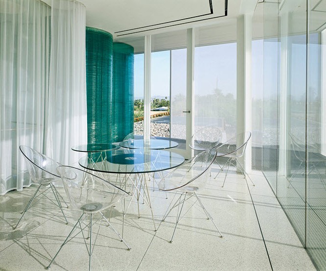 Transparent plastic furniture in the interior