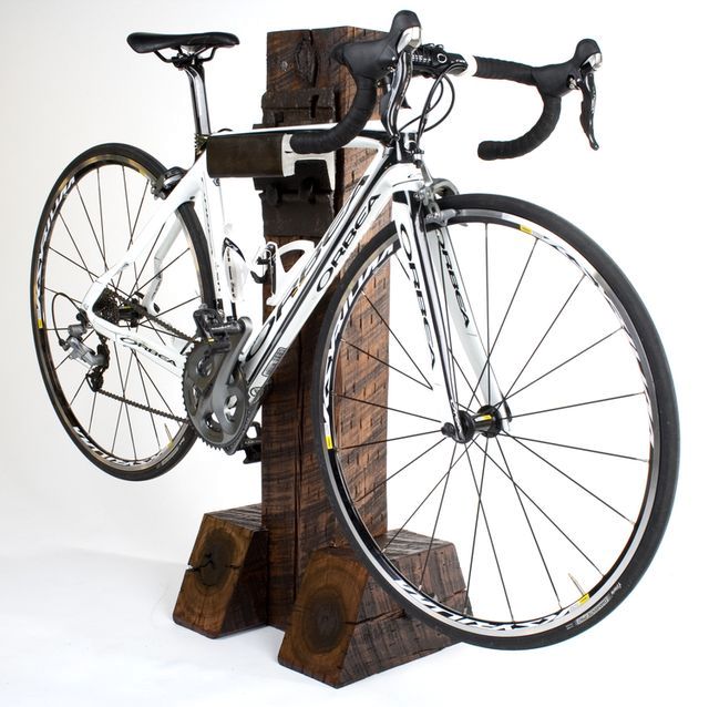 a bicycle rack made of sleepers and rails