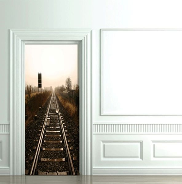 railway 3D wallpapers for interior doors