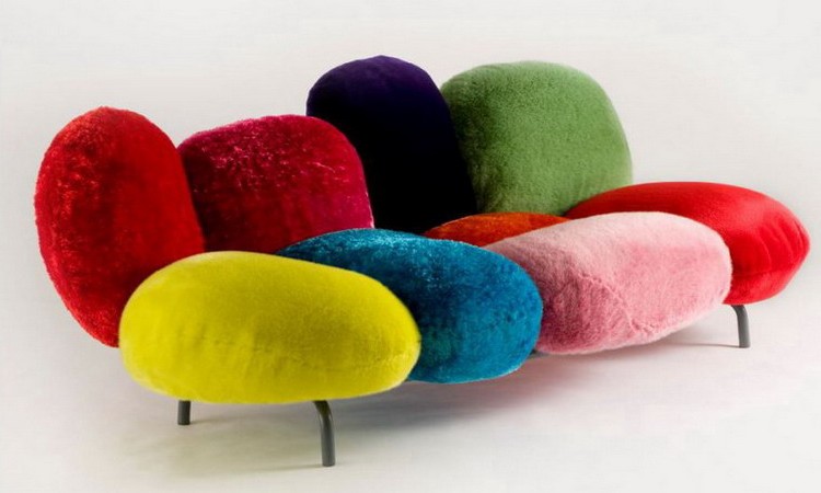 Designer bright multi-colored sofa photo