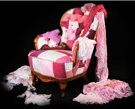 patchwork, pink armchair