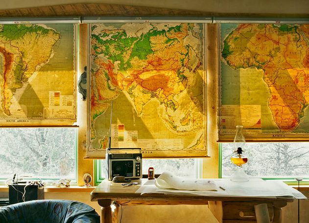 Window blinds from geographical maps
