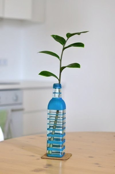 Homemade vase from a bottle