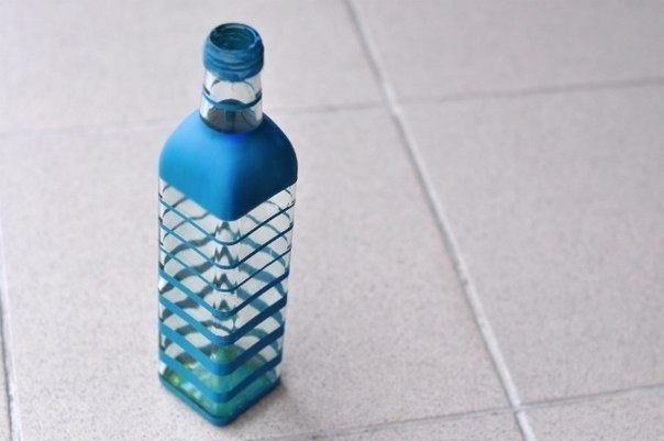 Homemade vase from a bottle
