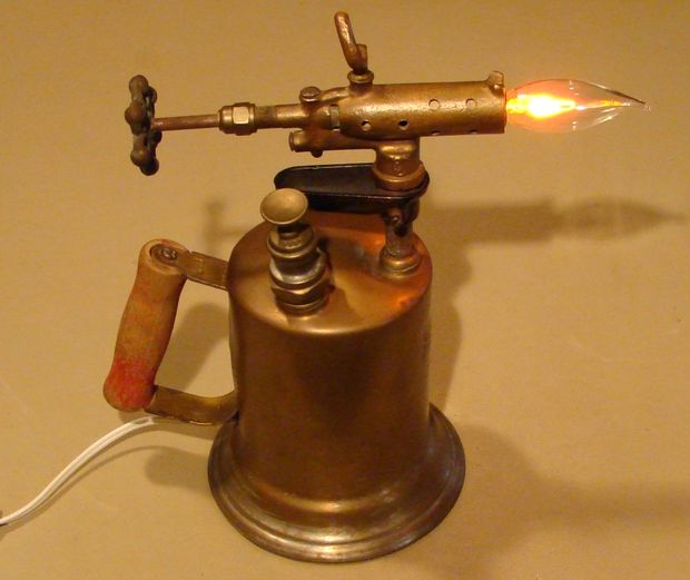 Self-made lamp from a blowtorch