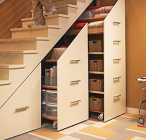 Built-in wardrobe under the stairs.
