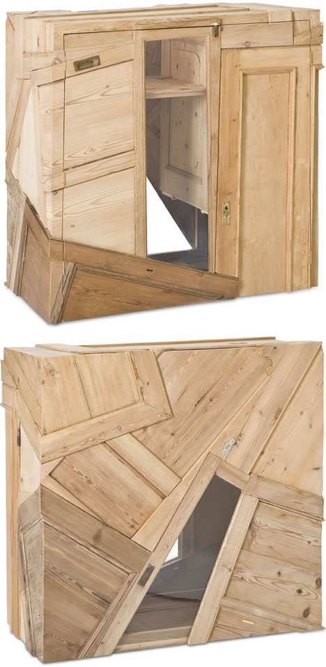 cabinets of wooden scrap and doors