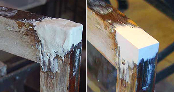 Шпаклівка дефектів поверхні при реставрації дерев'яних вікон