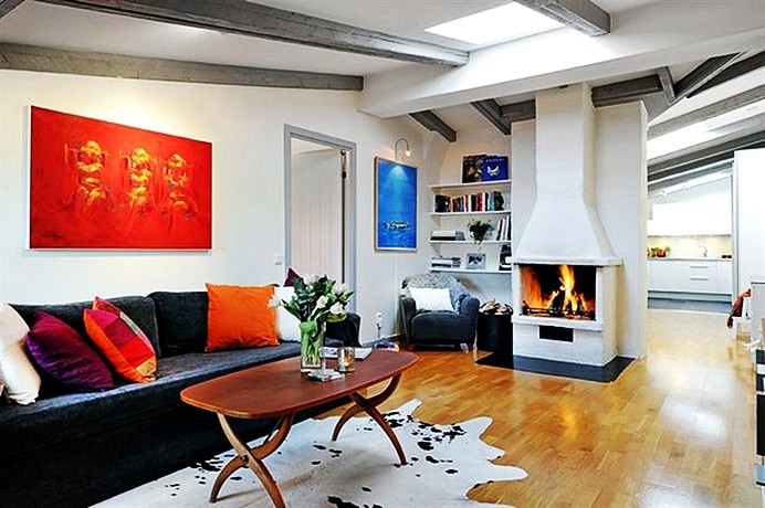 Bright accents in the interior of the Scandinavian style