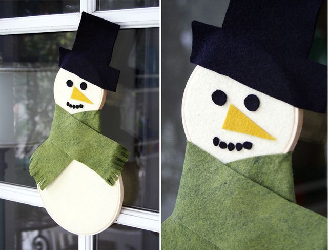 χριστουγεννιάτικη διακόσμηση χιονάνθρωπος από στεφάνι