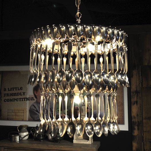 Chandelier from the spoons for the kitchen