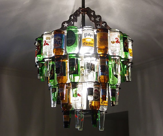 Glass bottle chandelier