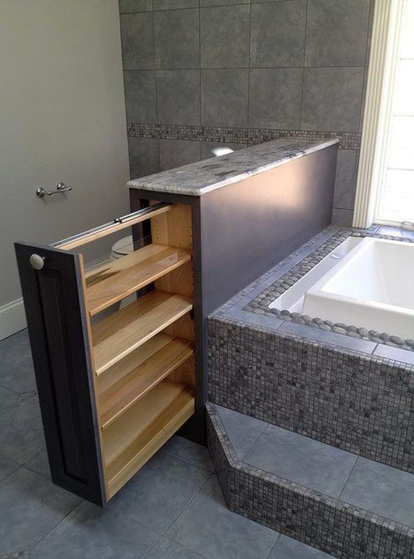retractable storage system for the bathroom