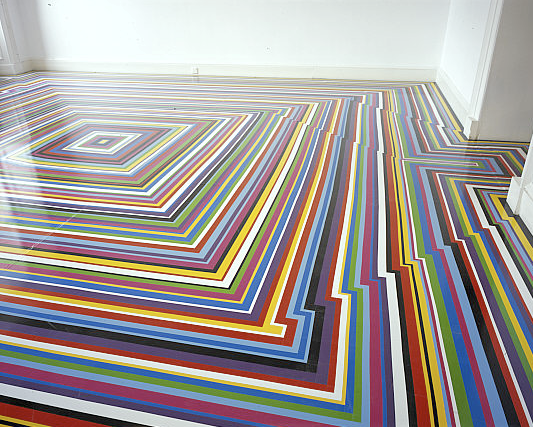 decoration of the floor with adhesive tape and adhesive tape